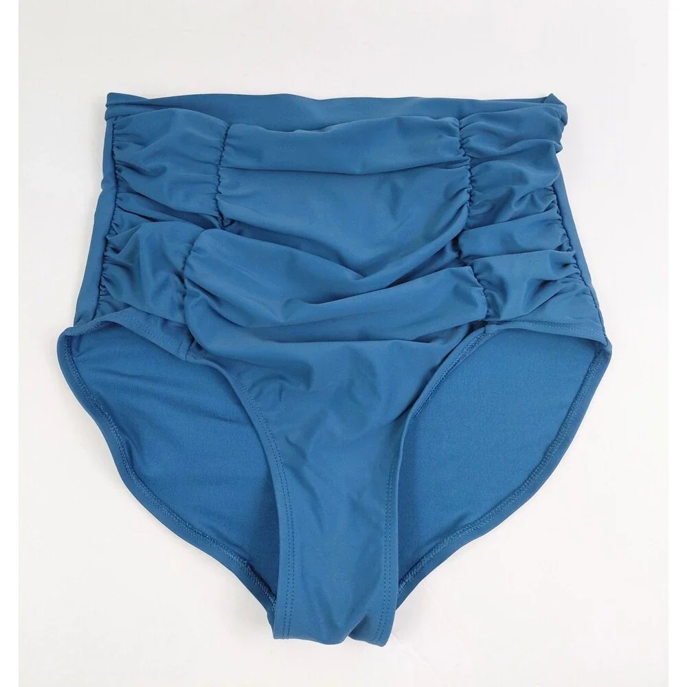 Shapermint Women's High-Waisted Control Bikini Bottom Blue Size XL